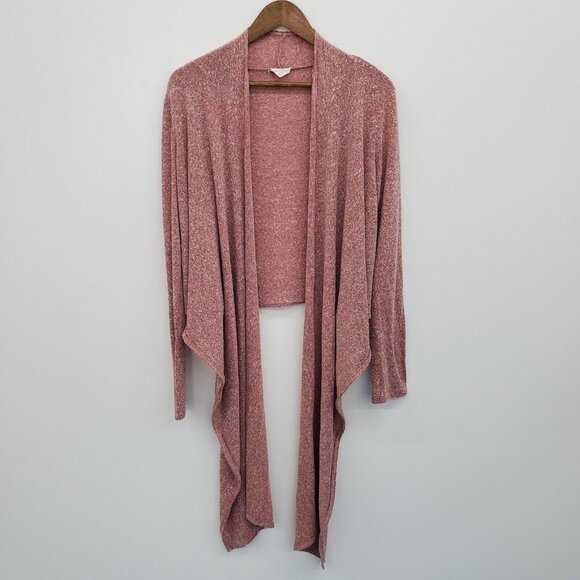Open Front Pink Cardigan Sweater Womens Size M Waterfall Lightweight Career - Picture 3 of 14